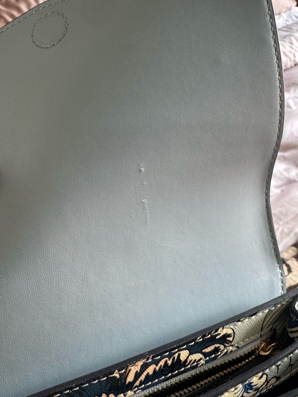 Tory Burch Robinson Floral Chain Shoulder Bag in Light Blue - Picture 7 of 8